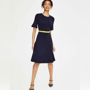 Boden Alexis Black Button Sleeve Midi Dress 8